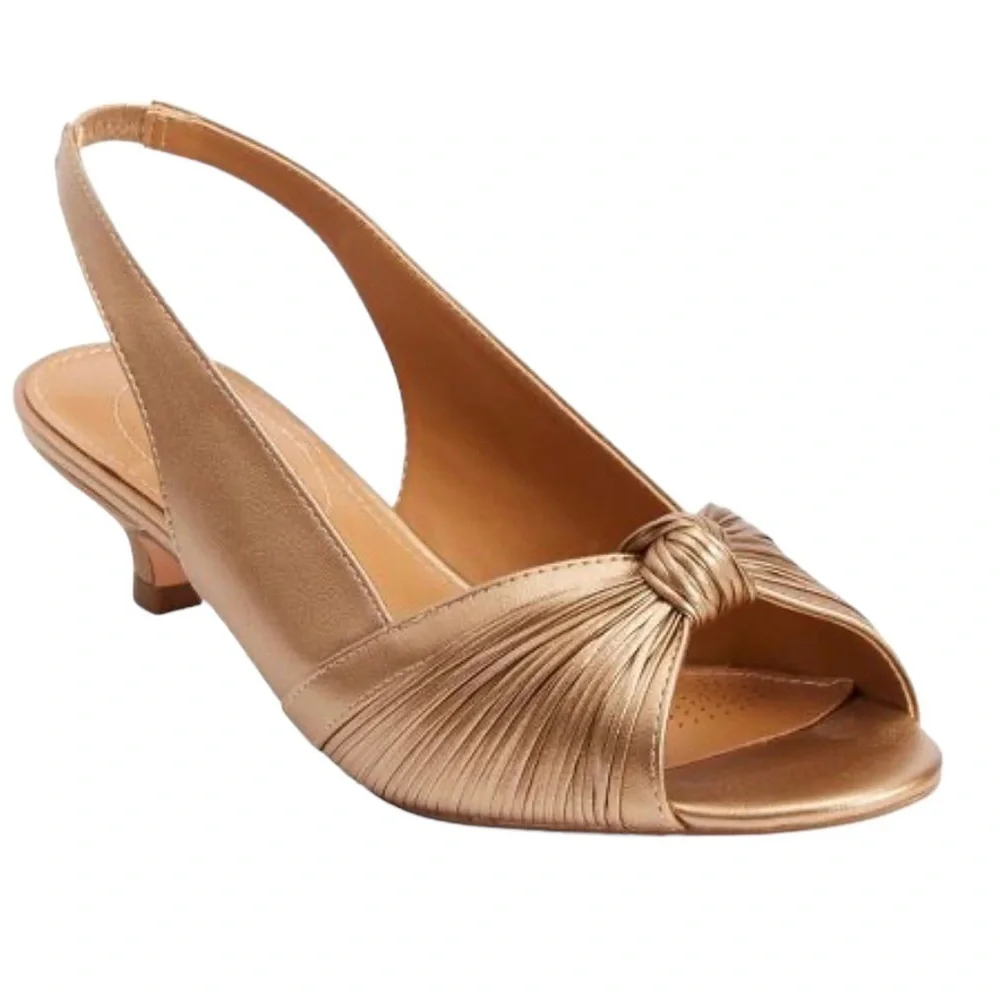 Comfortview Women's Wide Width The Katelyn Slingback Size 11 W New Gold metallic